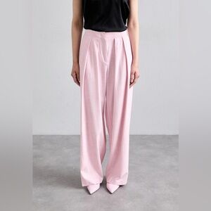 MAJE  Wide-Leg High-Rise Rose Trousers Spring Easter Summer Cruise 38 Medium